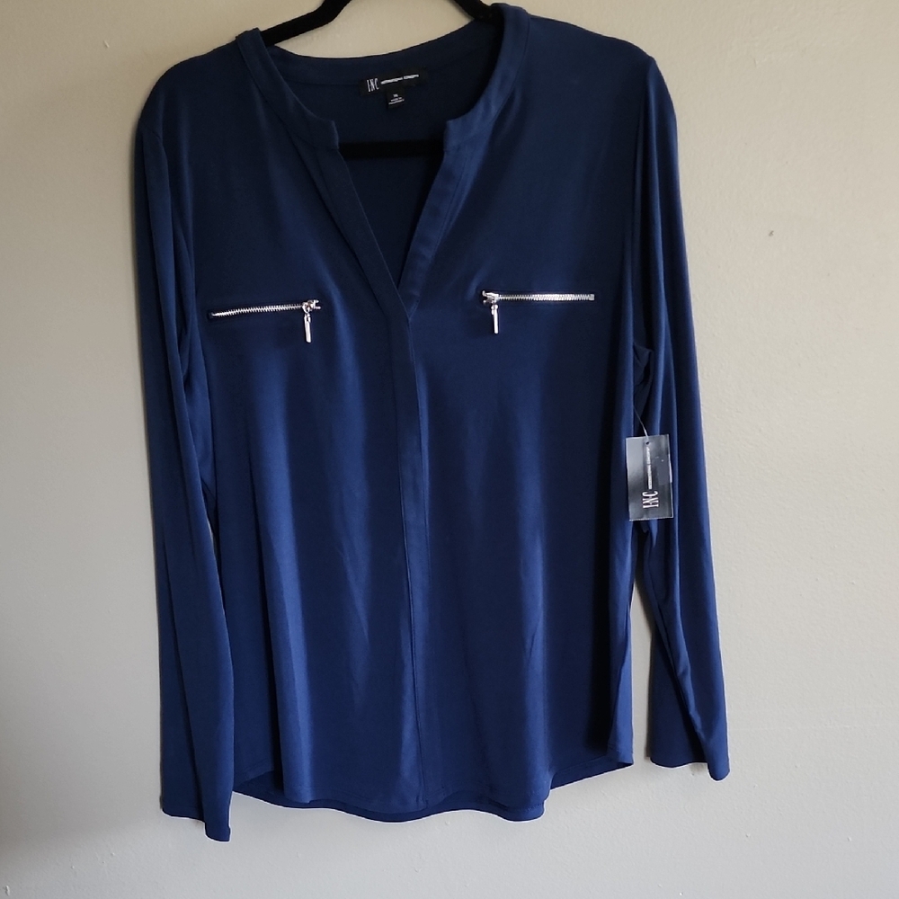Women's INC Blue Long Sleeve Top NWT